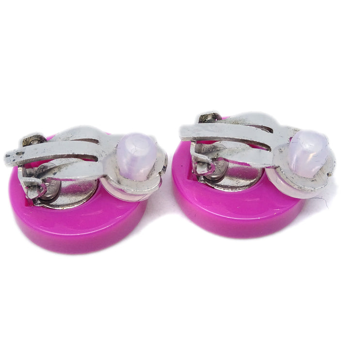 Top Quality Chanel Button Earrings Clip-On Pink 04P