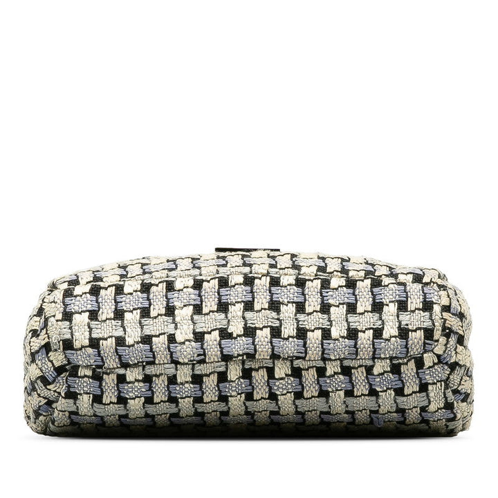 Top Quality Chanel Wild Stitch Flap Bag in Tweed Wool White Blue