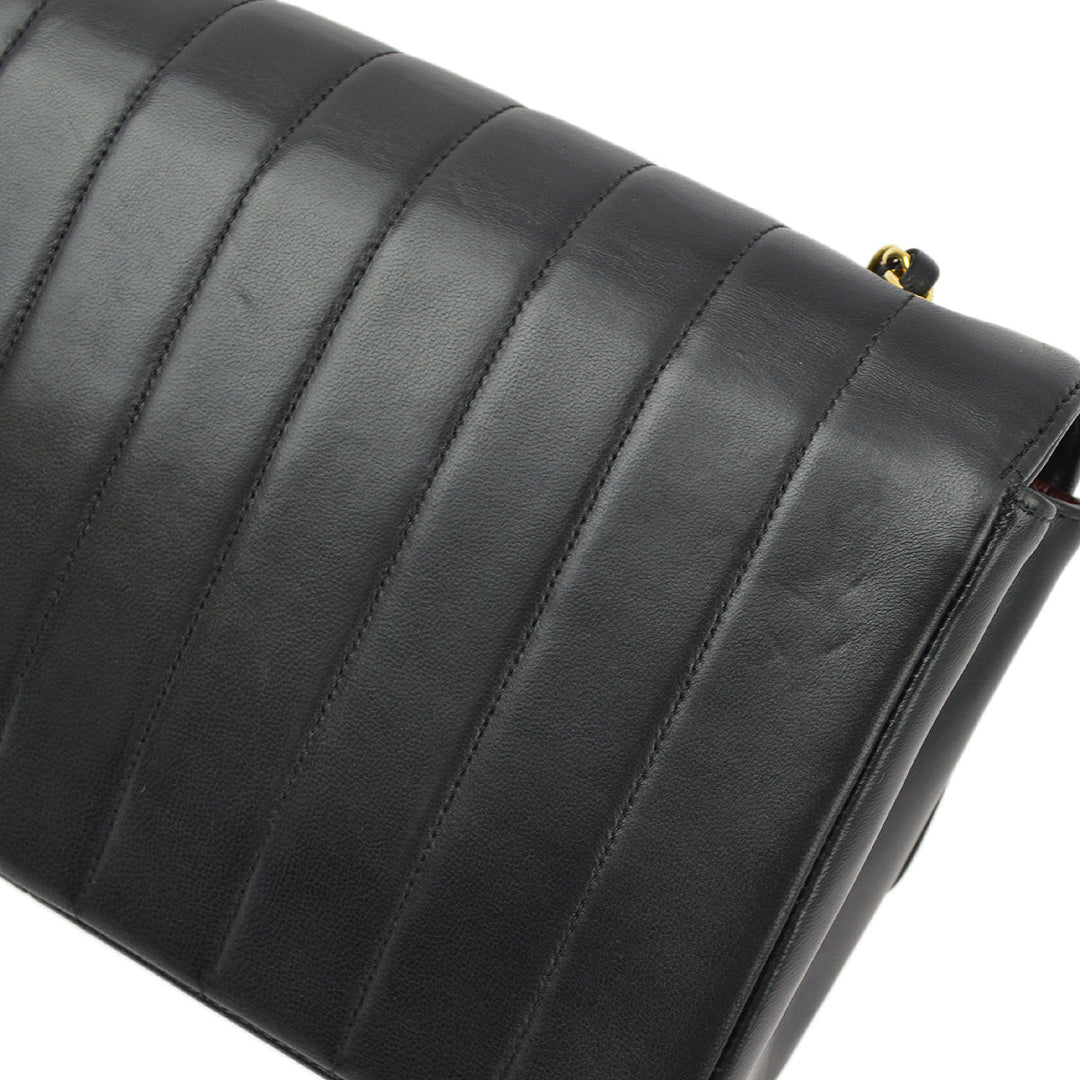 Top Quality Chanel Black Lambskin Mademoiselle Straight Flap Shoulder Bag