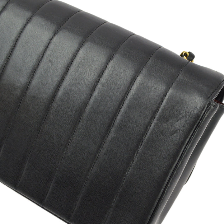 Top Quality Chanel Black Lambskin Mademoiselle Straight Flap Shoulder Bag