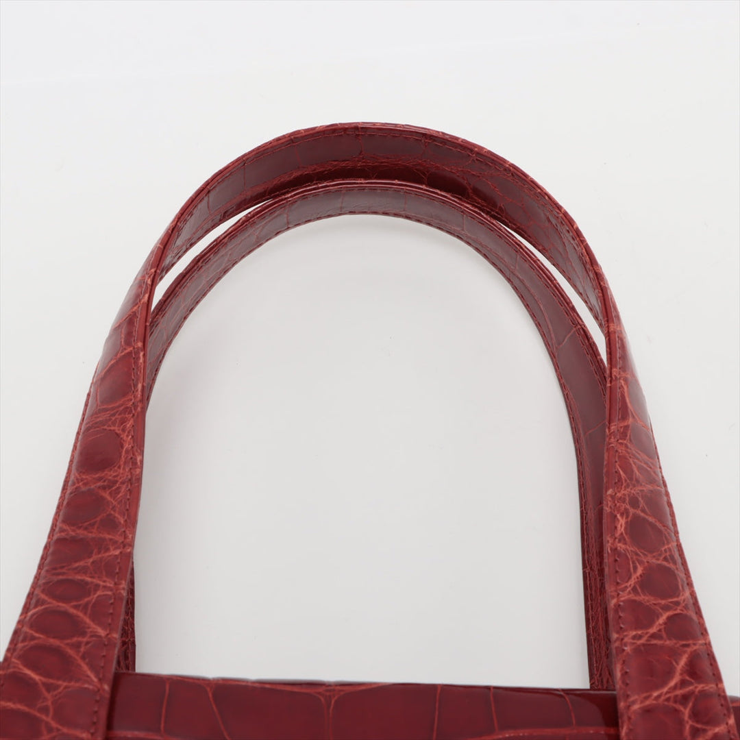 Top Quality Chanel Coco Crocodile Tote Bag Red Silver G  9th