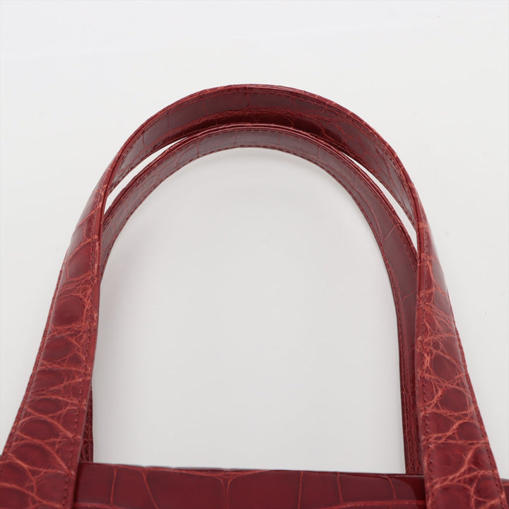 Top Quality Chanel Coco Crocodile Tote Bag Red Silver G  9th