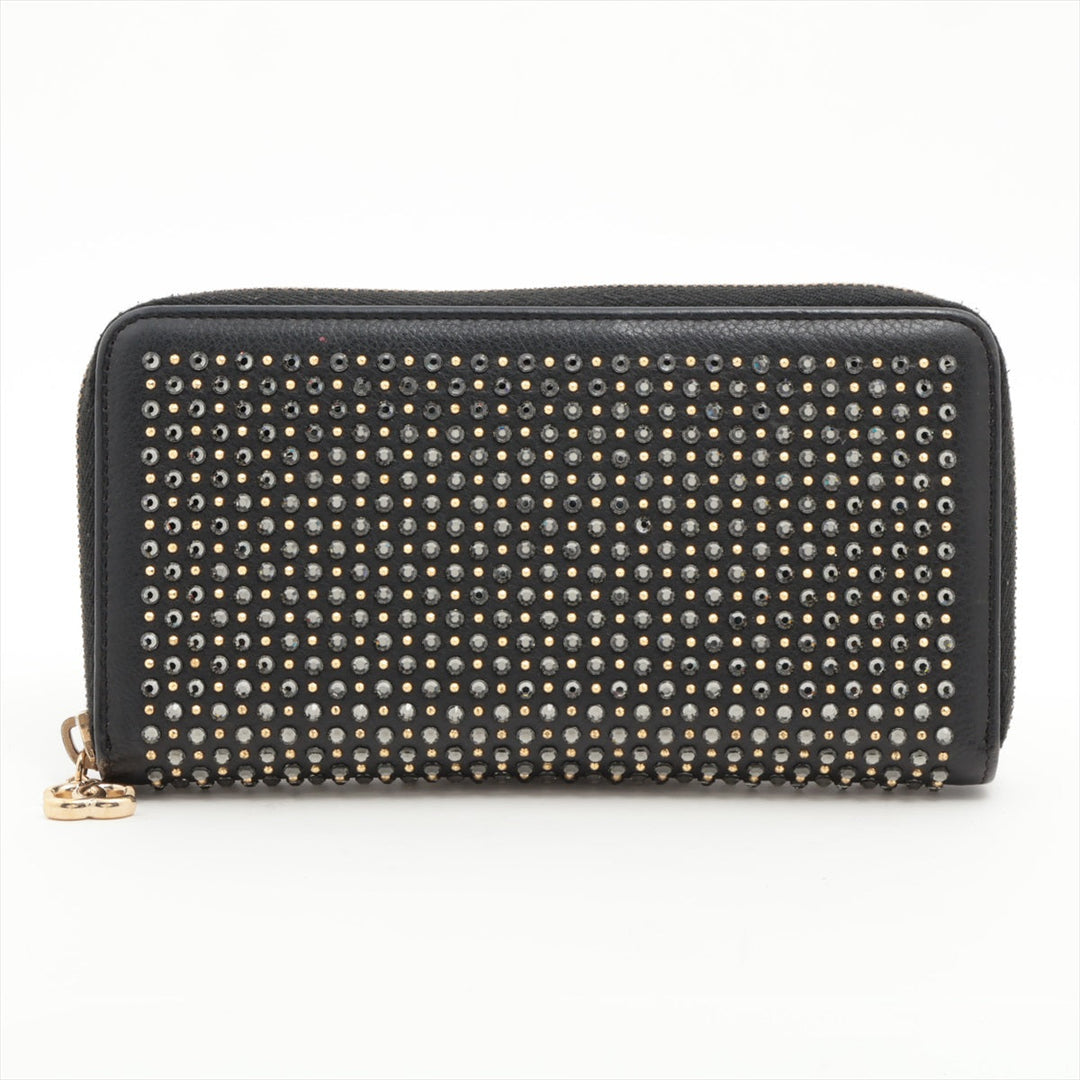 Top Quality Chanel Coco Charm Leather x Stalls Round  Wallet Black Gold