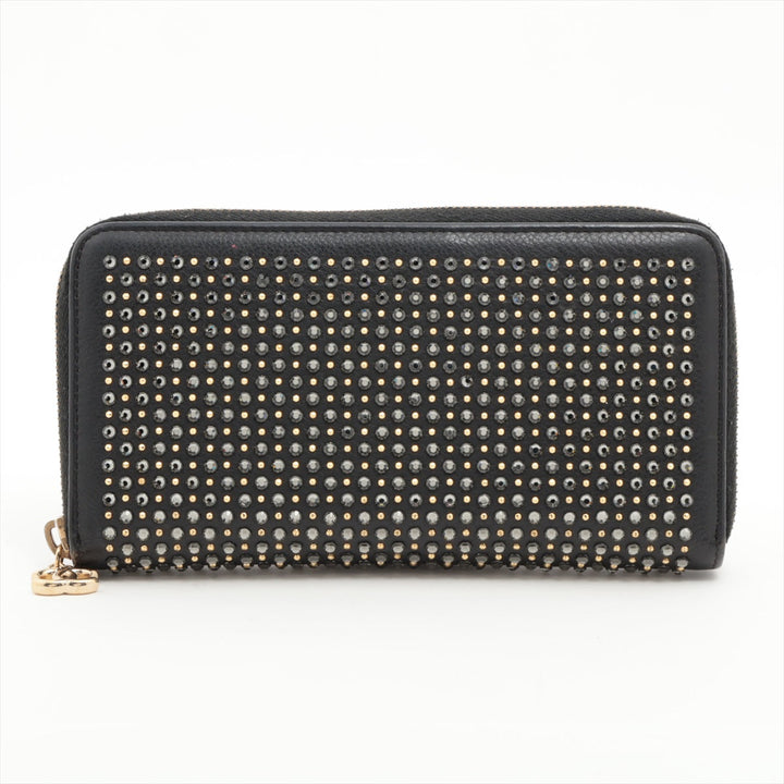 Top Quality Chanel Coco Charm Leather x Stalls Round  Wallet Black Gold