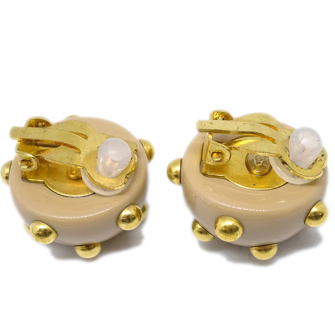 Top Quality Chanel Studs Button Earrings Beige Clip-On 00A
