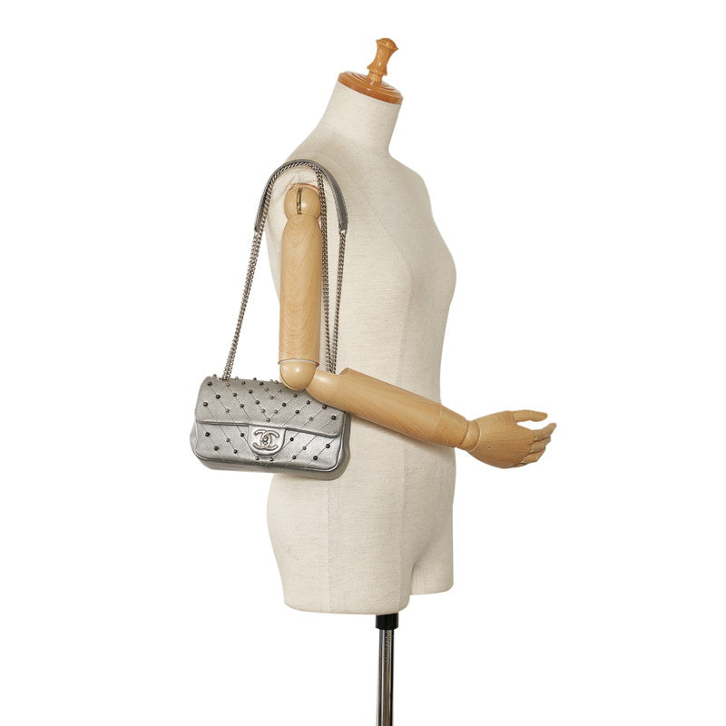 Top Quality Chanel V Stitch Cocomark Chain Shoulder Bag Silver Leather