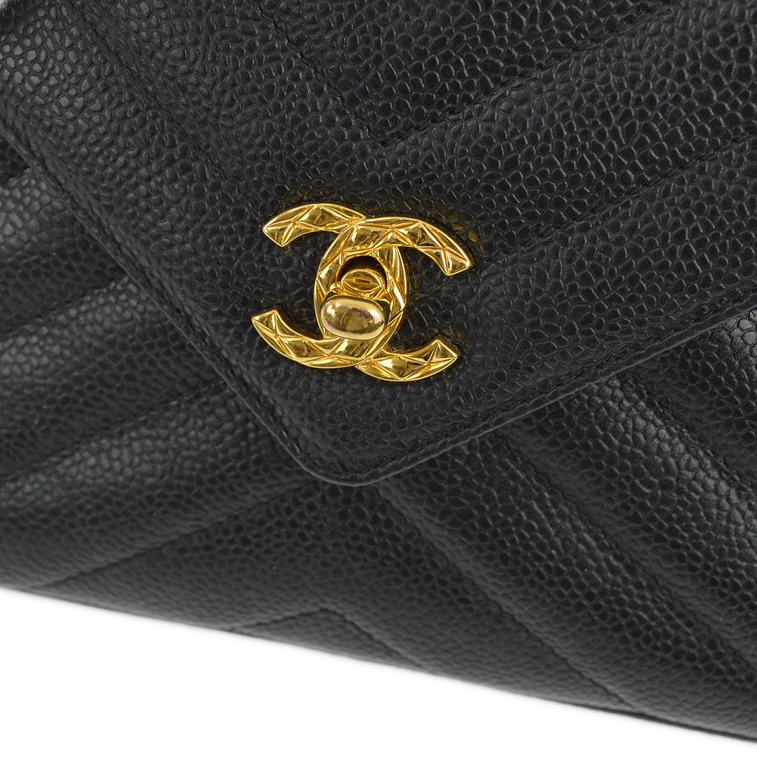 Top Quality Chanel Black Caviar Skin Pocket Camera Bag
