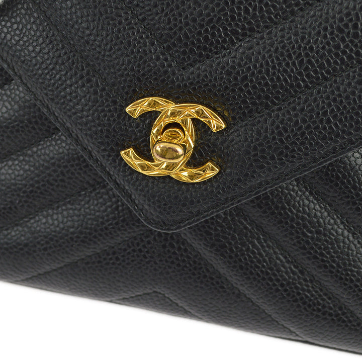 Top Quality Chanel Black Caviar Skin Pocket Camera Bag