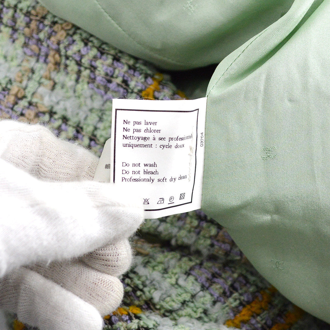 Top Quality Chanel Double Breasted Jacket Green Tweed