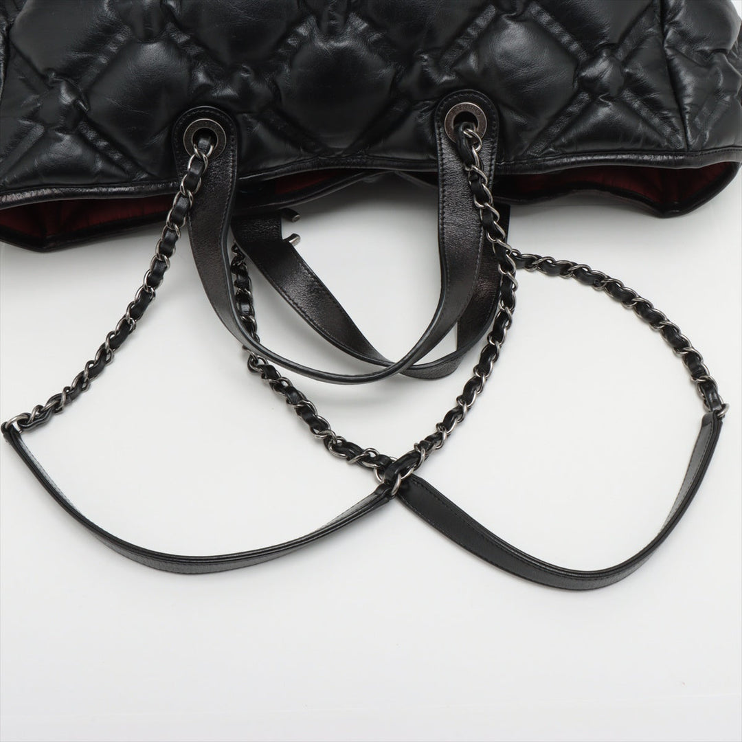 Top Quality Chanel Bubble Kilt Leather Chain Top Bag Black Gummetal Gold  23rd
