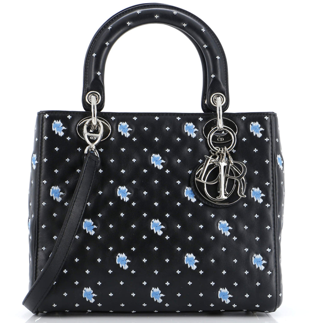 Top quality Dior Lady Top quality Dior Bag Embroidered Calfskin Medium
