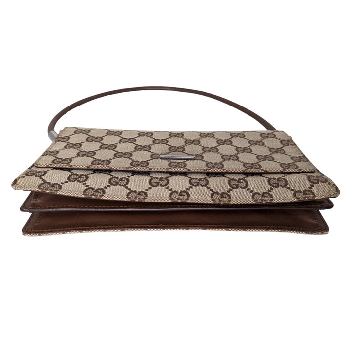 Gucci Vintage Monogram Pochette Flap Shoulder Bag Brown