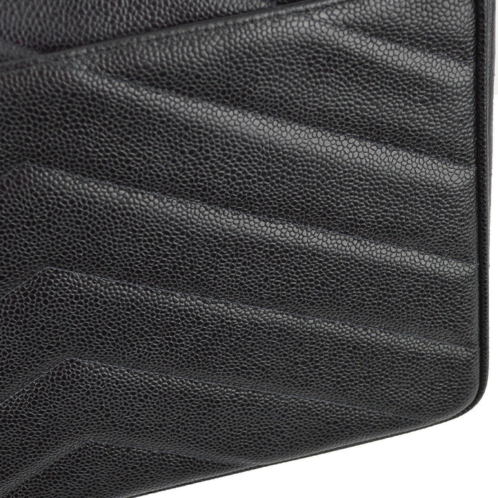Top Quality Chanel 1994-1996 Black Caviar Jumbo Chevron Letter Flap Bag