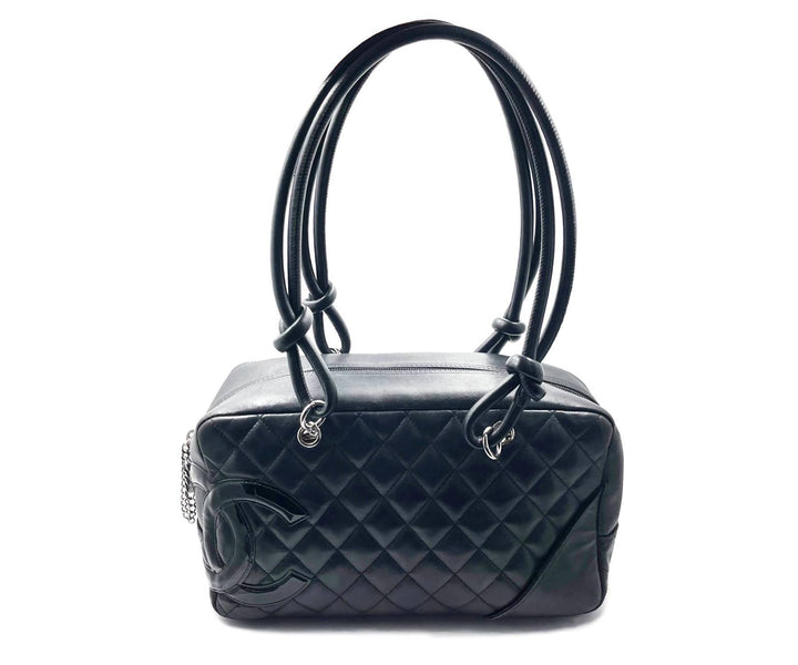 Chanel Black Cambon CC Duffle Satchel Shoulder Bag