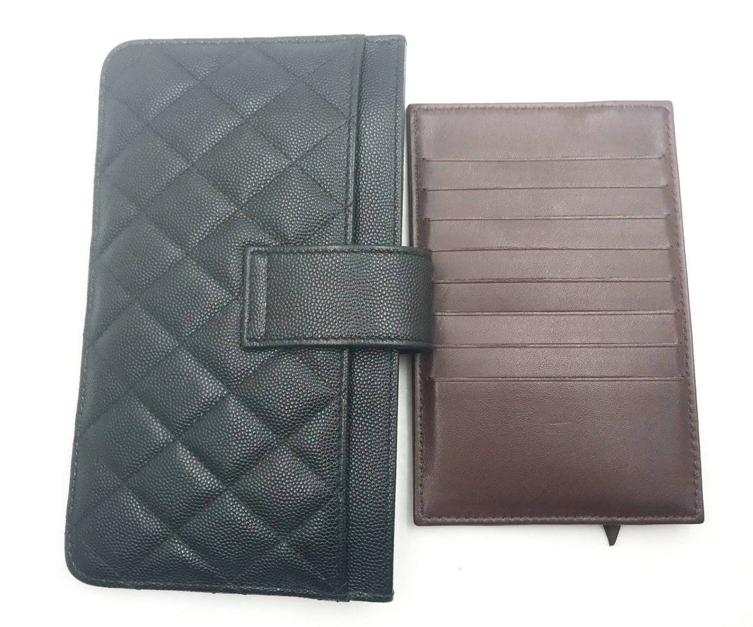Top Quality Chanel Classic Black Caviar 2 Set Pouch Long Wallet