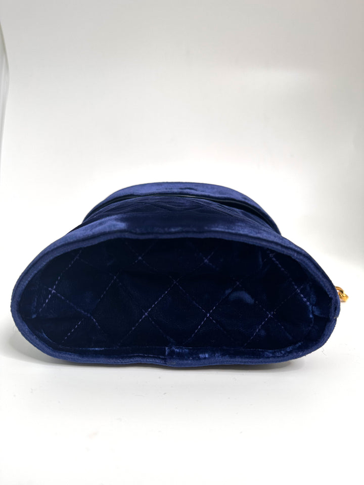 Chanel Rare Navy Velvet Crossbody Binocular Bag