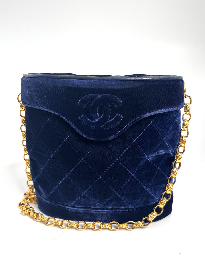 Chanel Rare Navy Velvet Crossbody Binocular Bag