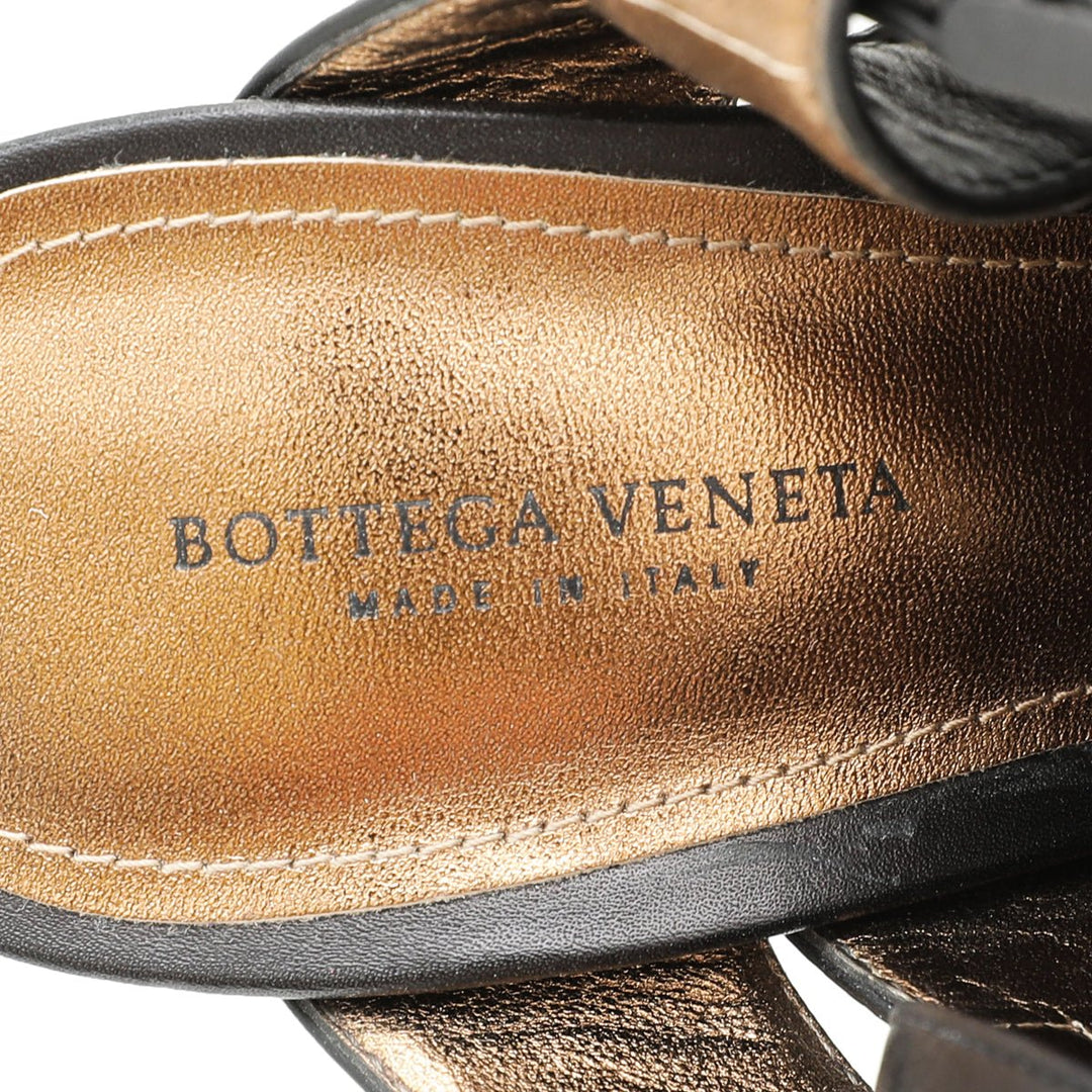 Bottega Veneta Black Peep Toe Ankle Wrap Platform Sandals 38