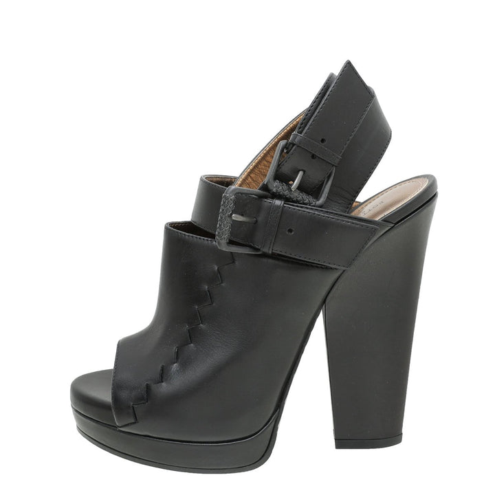 Bottega Veneta Black Peep Toe Ankle Wrap Platform Sandals 38