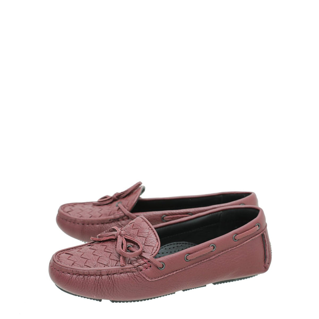 Bottega Veneta Burgundy Intrecciato Loafers 35