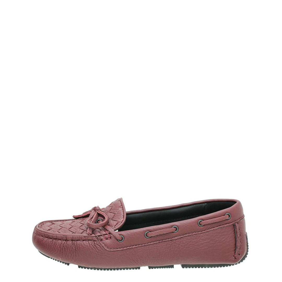 Bottega Veneta Burgundy Intrecciato Loafers 35