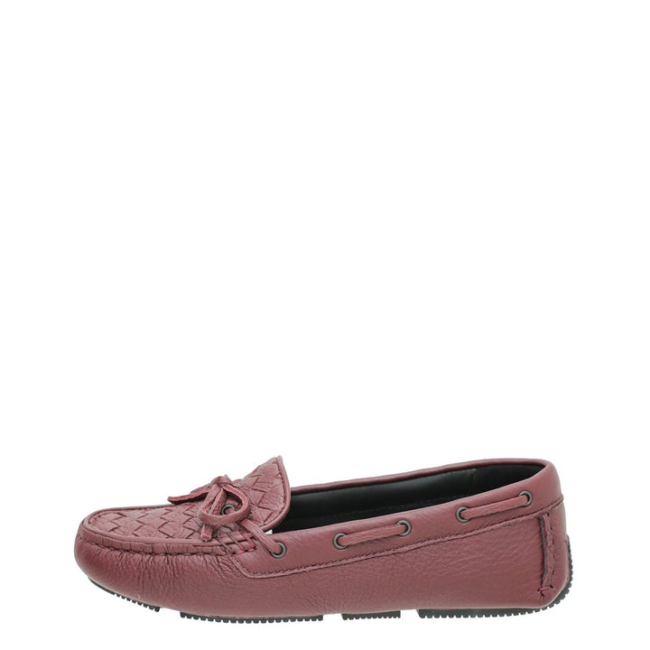 Bottega Veneta Burgundy Intrecciato Loafers 35