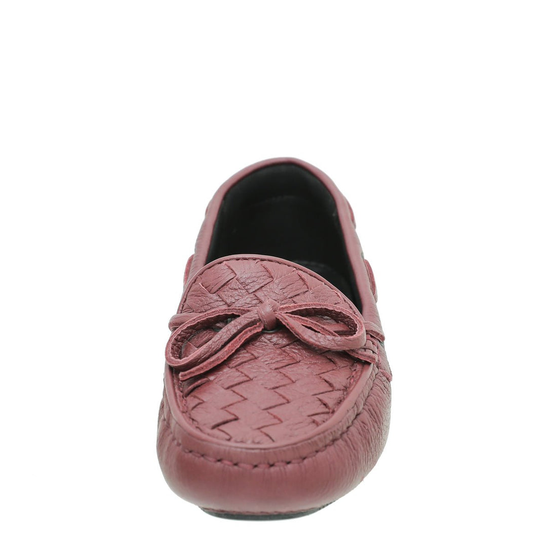 Bottega Veneta Burgundy Intrecciato Loafers 35