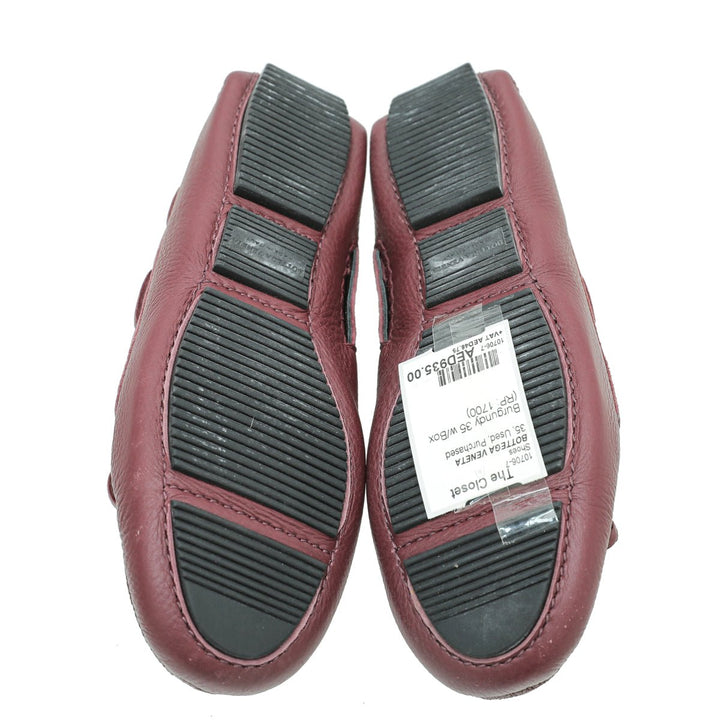 Bottega Veneta Burgundy Intrecciato Loafers 35
