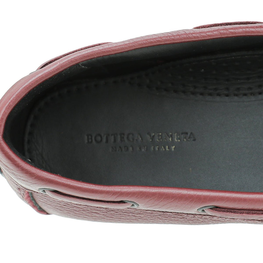 Bottega Veneta Burgundy Intrecciato Loafers 35