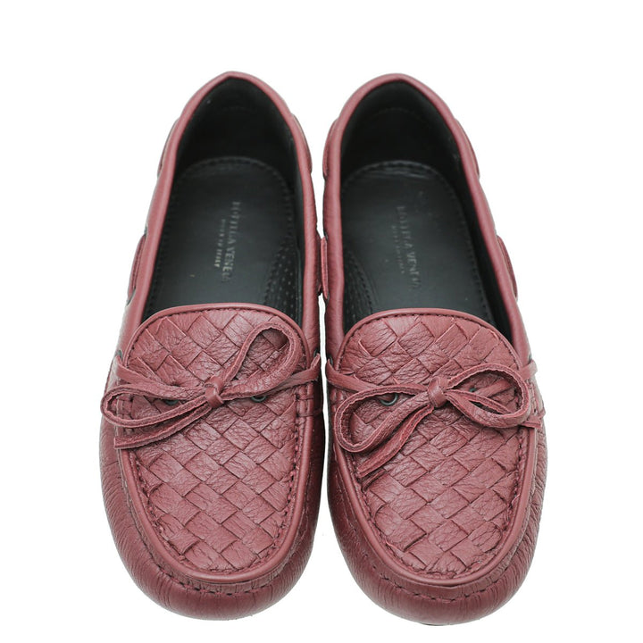 Bottega Veneta Burgundy Intrecciato Loafers 35