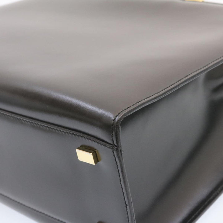 Celine Hand Bag 2way Black Gold Tone Auth am354b