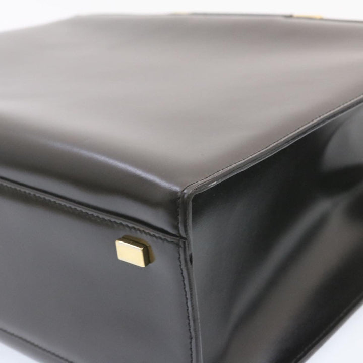 Celine Hand Bag 2way Black Gold Tone Auth am354b
