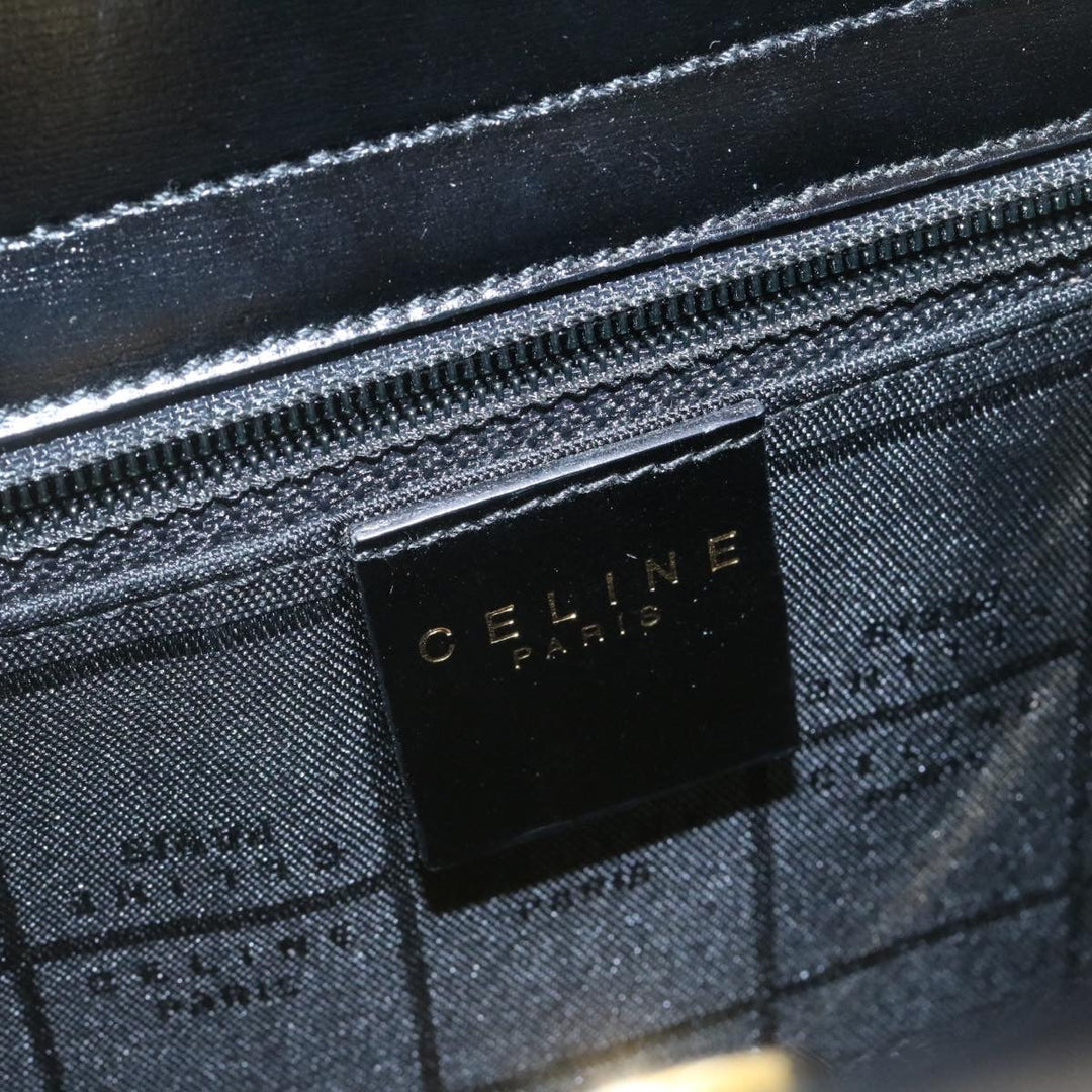 Celine Hand Bag 2way Black Gold Tone Auth am354b
