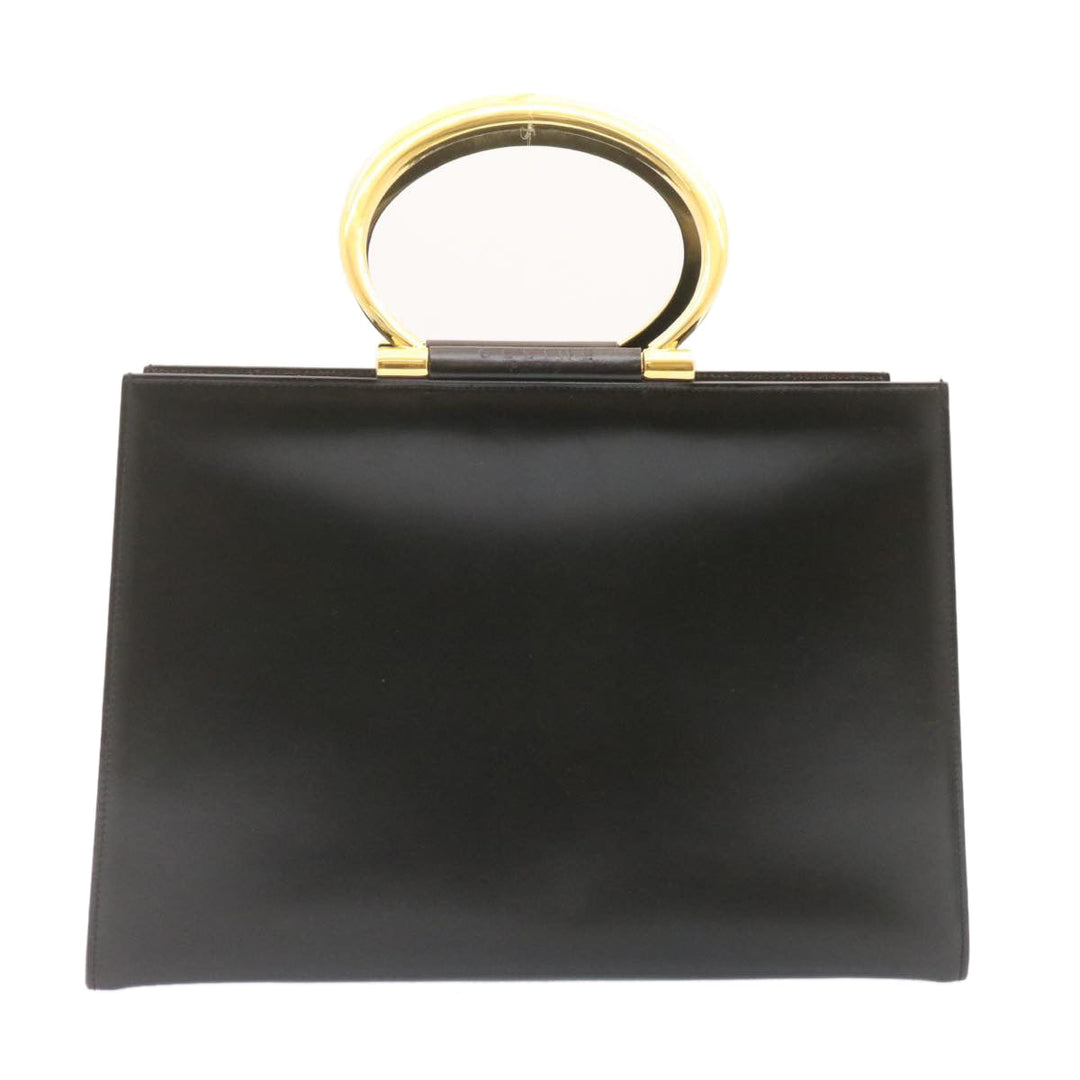 Celine Hand Bag 2way Black Gold Tone Auth am354b