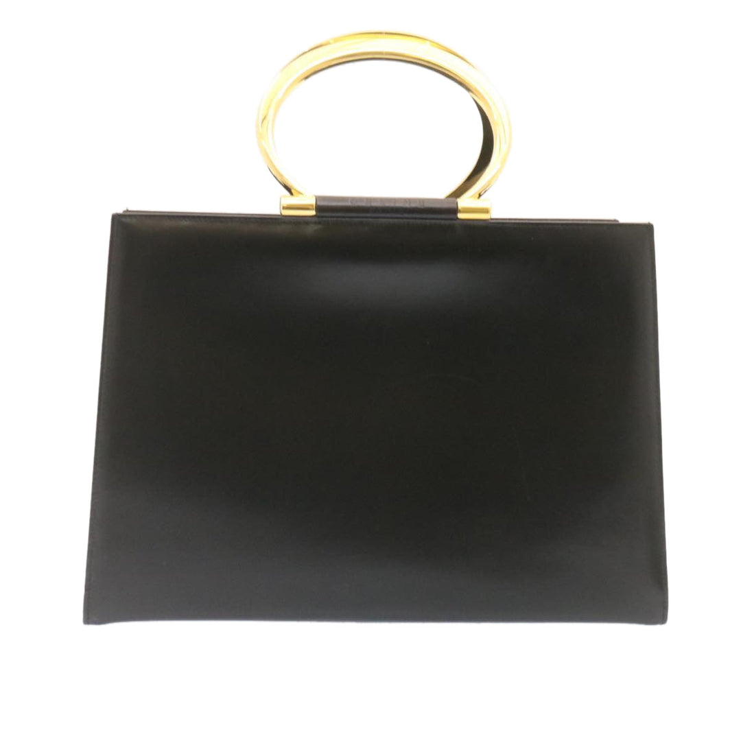 Celine Hand Bag 2way Black Gold Tone Auth am354b