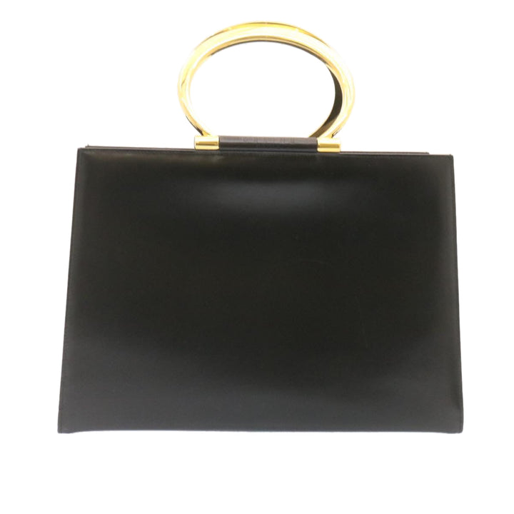Celine Hand Bag 2way Black Gold Tone Auth am354b
