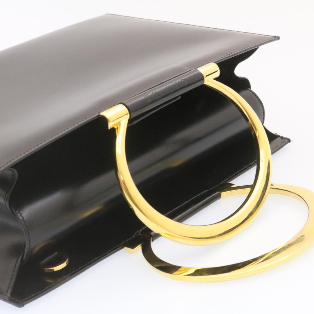 Celine Hand Bag 2way Black Gold Tone Auth am354b