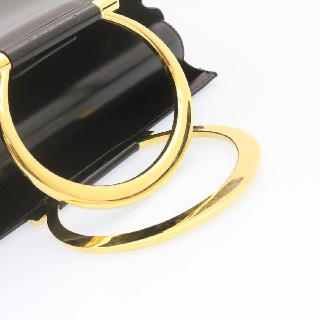 Celine Hand Bag 2way Black Gold Tone Auth am354b