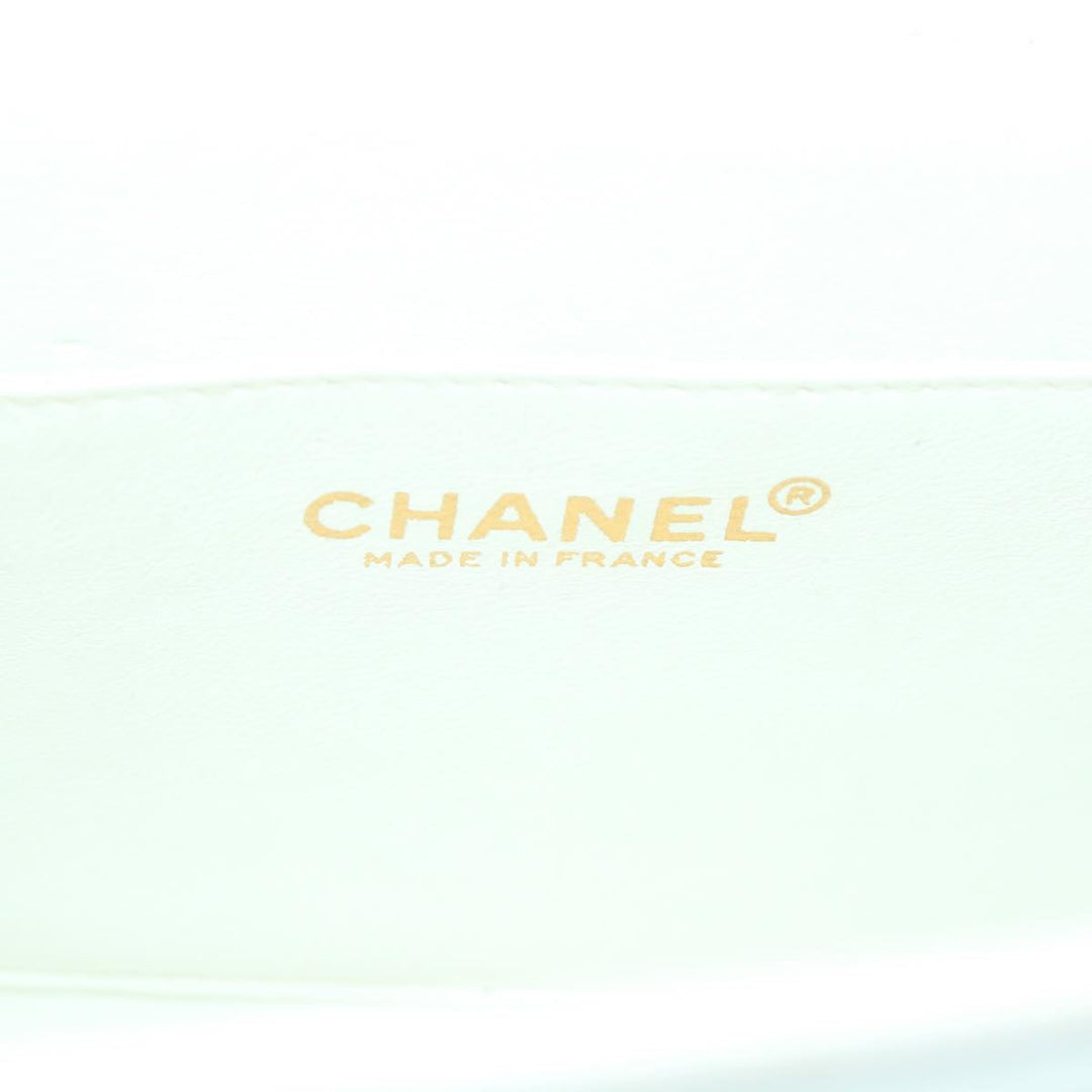 Chanel Choco Bar line Chain Shoulder Bag Leather White CC Auth bs10047