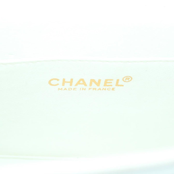 Chanel Choco Bar line Chain Shoulder Bag Leather White CC Auth bs10047