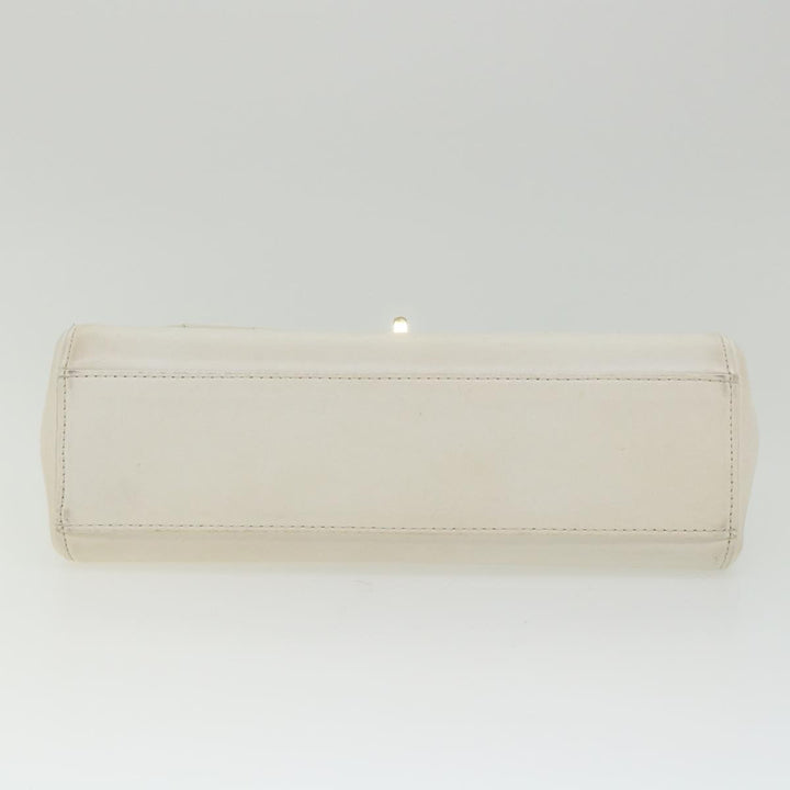 Chanel Choco Bar line Chain Shoulder Bag Leather White CC Auth bs10047