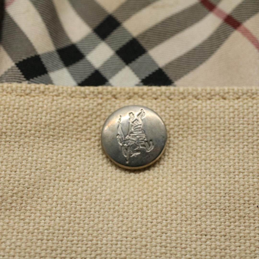 Burberry Nova Check Blue Label Hand Bag Canvas Beige Auth bs10057