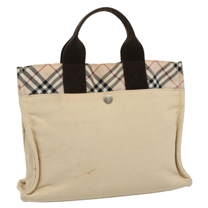 Burberry Nova Check Blue Label Hand Bag Canvas Beige Auth bs10057