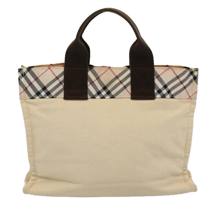 Top Quality Burberry Nova Check Blue Label Hand Bag Canvas Beige Auth bs10057