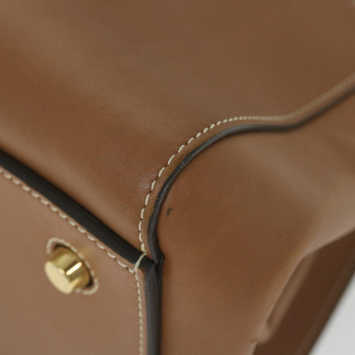 Celine Edge Hand Bag Leather Brown  10092