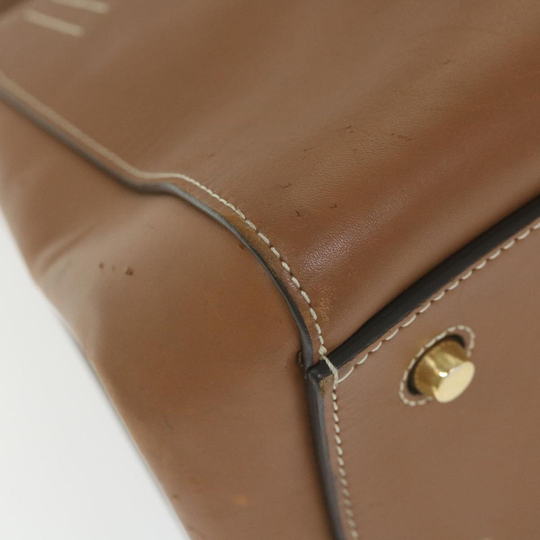 Celine Edge Hand Bag Leather Brown  10092