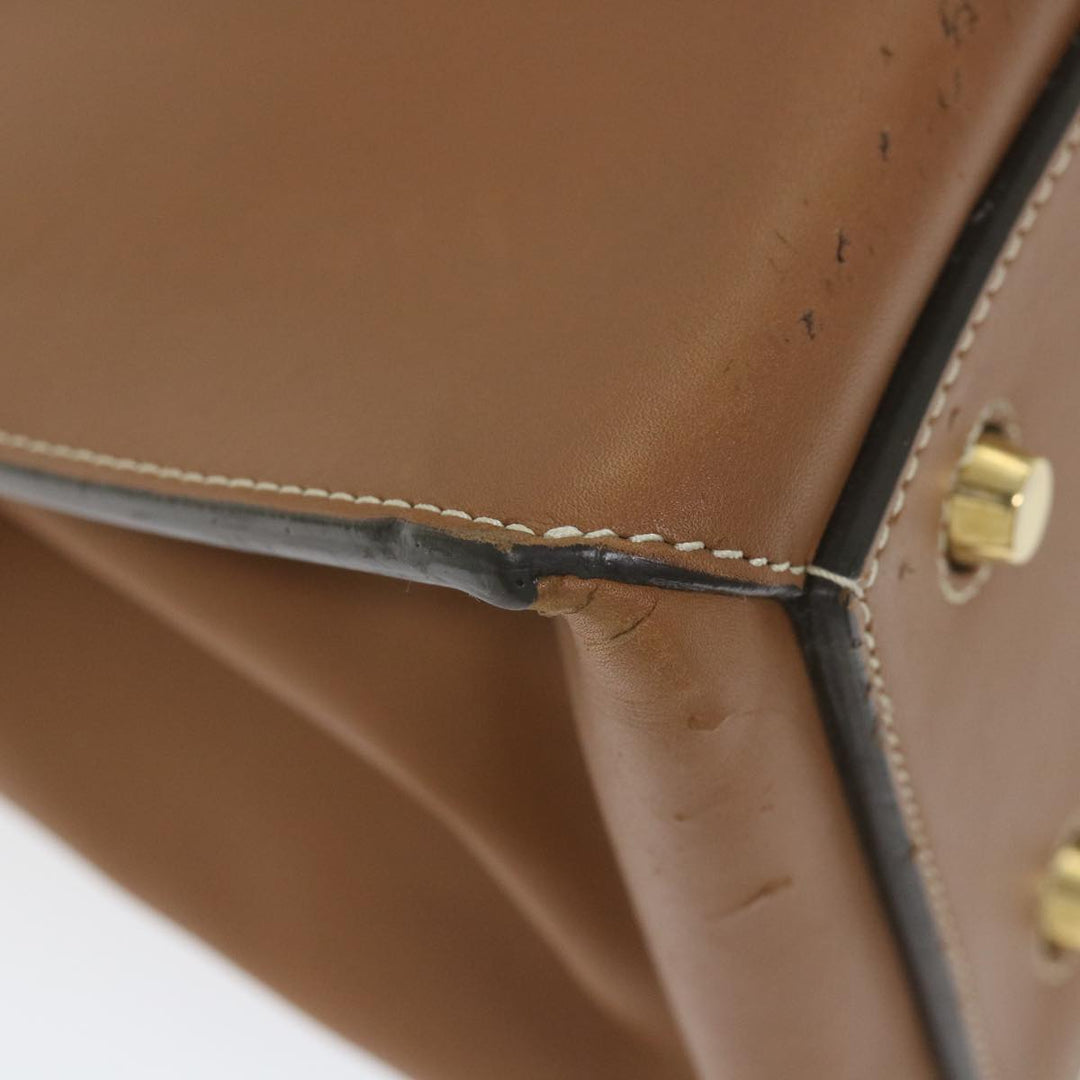 Celine Edge Hand Bag Leather Brown  10092