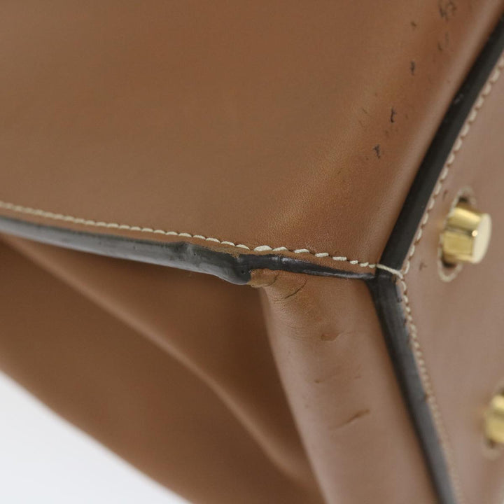 Celine Edge Hand Bag Leather Brown  10092