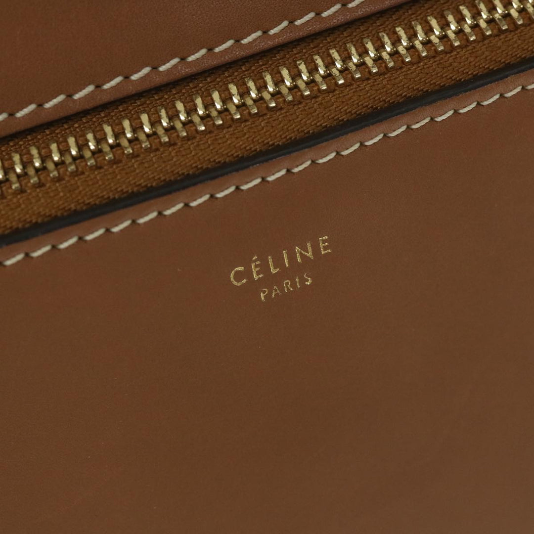 Celine Edge Hand Bag Leather Brown  10092