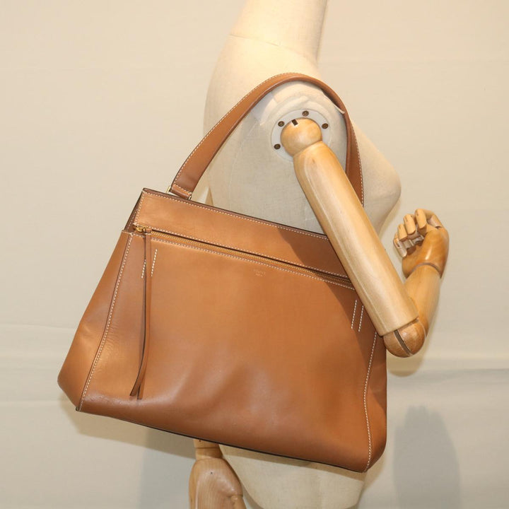 Celine Edge Hand Bag Leather Brown  10092